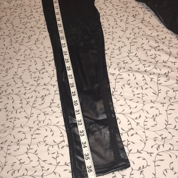 1 LEFT!!! Faux Leather & Lace Leggins - Picture 6 of 8